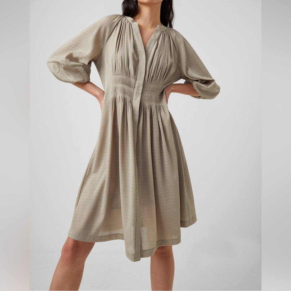 FRENCH CONNECTION Women’s Cora Beige Pleated Short Minidress SIZE 10